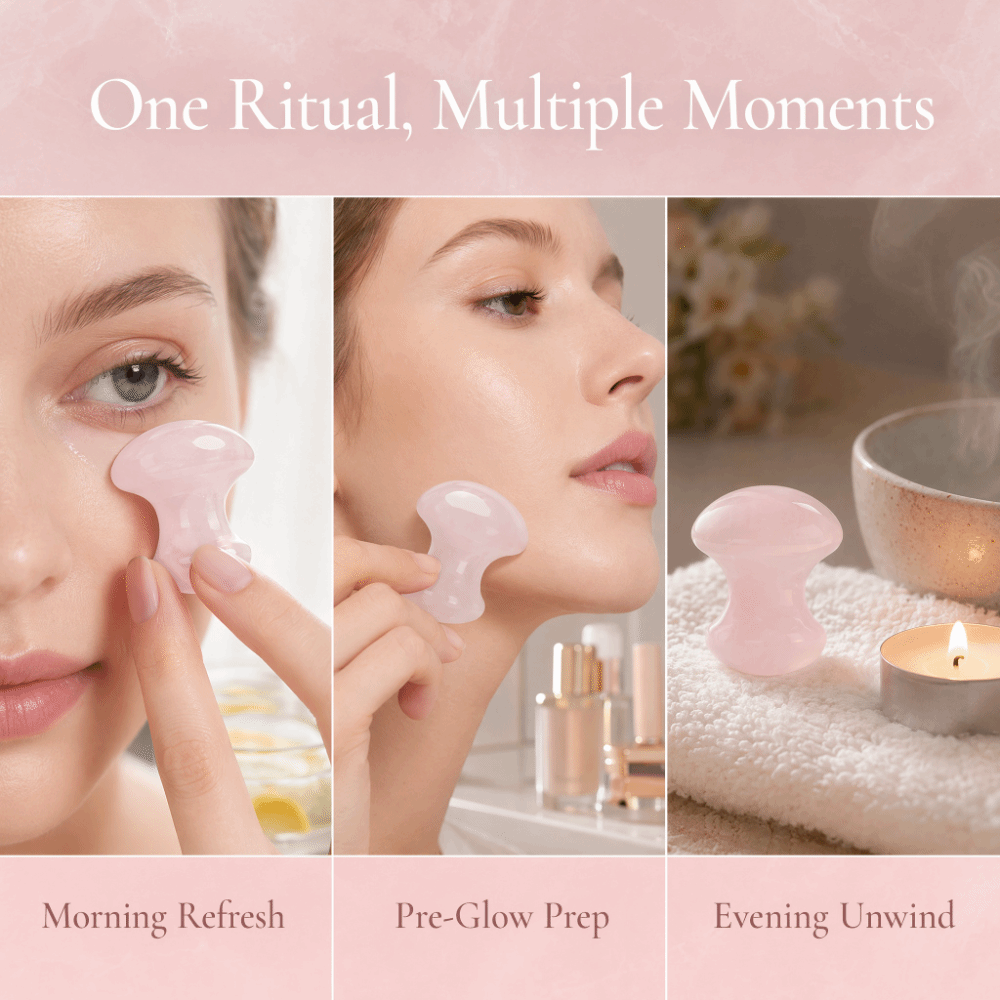 Gua Sha Tool Rose Quartz - Batu Pijat Kristal Rose Quartz, Alat
