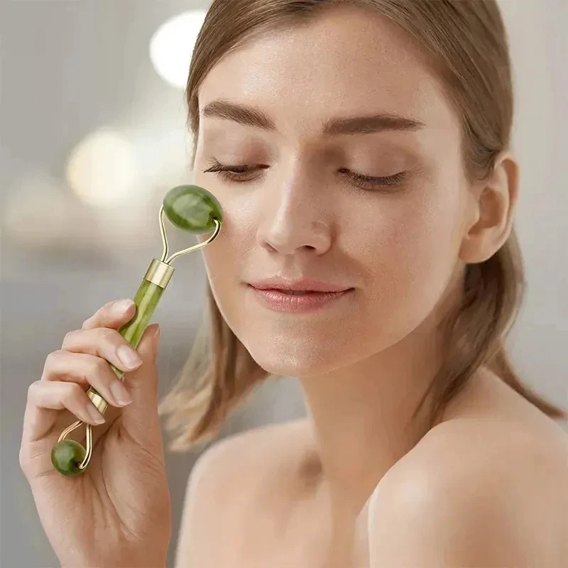 Set Pemijat Roller Batu Giok A - Gua Sha Tool Rose Quartz ulasan dan harga